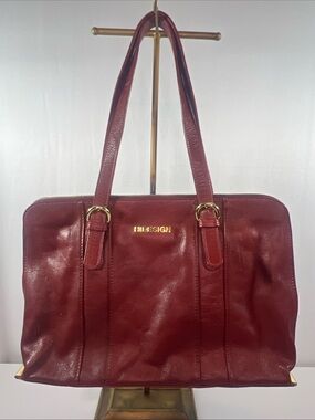 Hidesign Ersa 01 Red Leather Laptop Bag Women Work Tote Shoulder Briefcase Fits